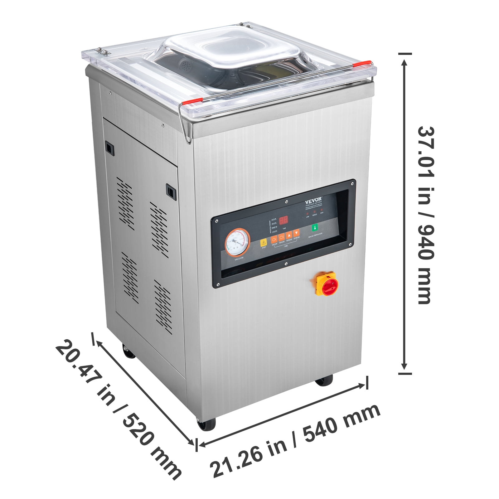 VEVOR Chamber Vacuum Sealer, 600W Sealing Power, Vacuum Packing Machine for Wet Foods, Meats, Marinades and More, Compact Size with 15.7" Sealing Length, Applied in Home Kitchen and Commercial Use