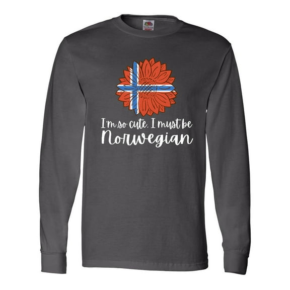 Inktastic I'm So Cute, I Must be Norwegian Sunflower Norway Flag Long Sleeve T-Shirt
