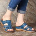 thumbnail image 2 of mgoYE Womens Shoes Sandals Stylish Slide on Comfort Sandal Flat Slide Sandals Open Toe Casual Summer Shoes for Ladies|Blue 9, 2 of 9
