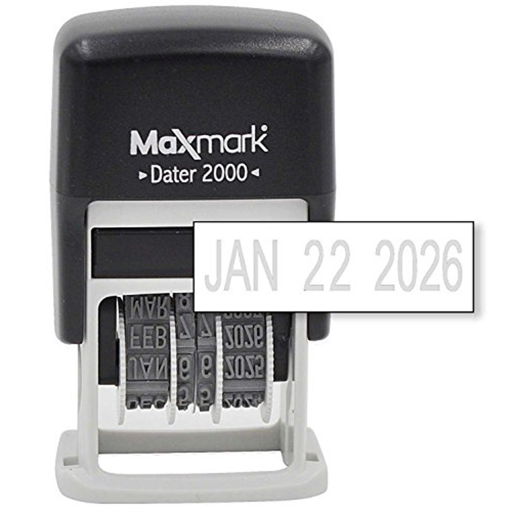 MaxMark Dater 2000, Self Inking Small Date Stamp with Dry Pad, No Ink