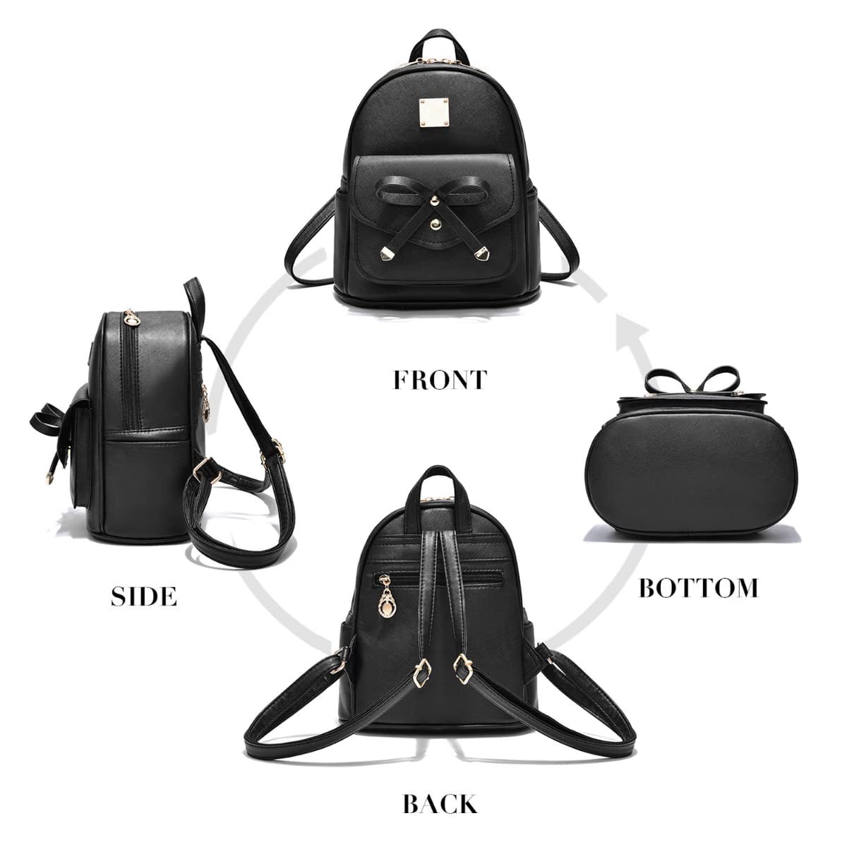 Kiddopark Bowknot Cute Leather Backpack Mini Backpack Purse for Women,White  - Walmart.com