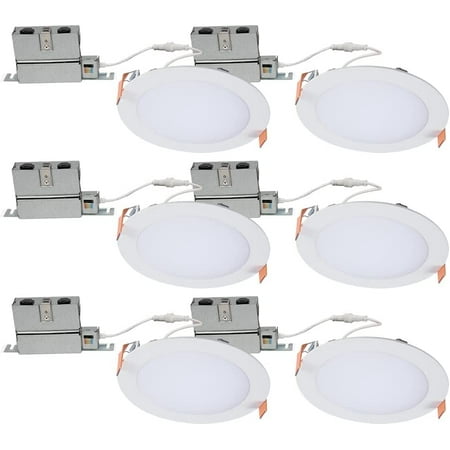 

HALO 6 inch Recessed LED Ceiling & Shower Disc Light \u2013 Canless Ultra Thin Downlight \u2013 2700K/3000K/3500K/4000K/5000K Selectable - White - 6 Pack