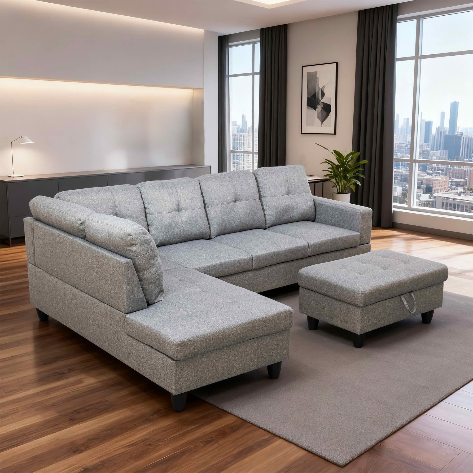 MAYEERTY Modern Adult 3-Piece Couch Living Room Sofa Set，Grey