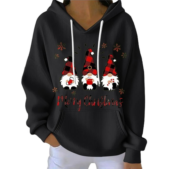 WZXFASHION Chandail à Capuche Décontracté de Noël pour Femmes, Col Rond, Manches Longues, jusqu'à 50 % de Réduction