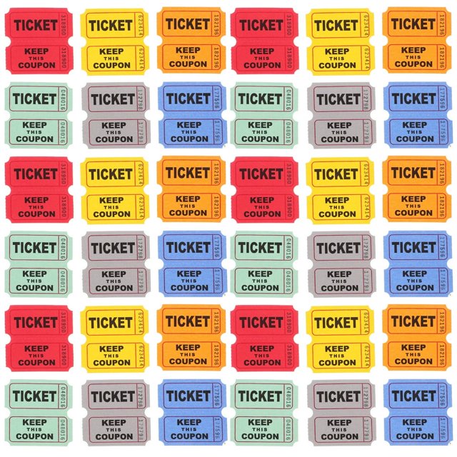LOVEVER600 Pcs Billets de Tombola de Carnaval pour Festivals Double Rouleau Billets de Tombola Événements Rouleau de Billets pour Jeux Usage Universel