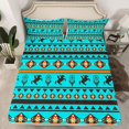 thumbnail image 2 of Homewish Retro Boho Tribal Twin Sheet Sets,Rustic Farmhouse Horse Twin Fitted Sheet,Cyan Orange Flat Sheet For Boy Kids,Ultra Soft Home Decor,3 Pieces, 2 of 7