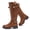 Tan 006, variant on Love Steetly Women's Extra Wide Calf Knee High Boots, Faux Leather Winter Tall Boots, Diamond Quilted Shaft, Knitted Collar, Double Buckle Block Heel Boots.