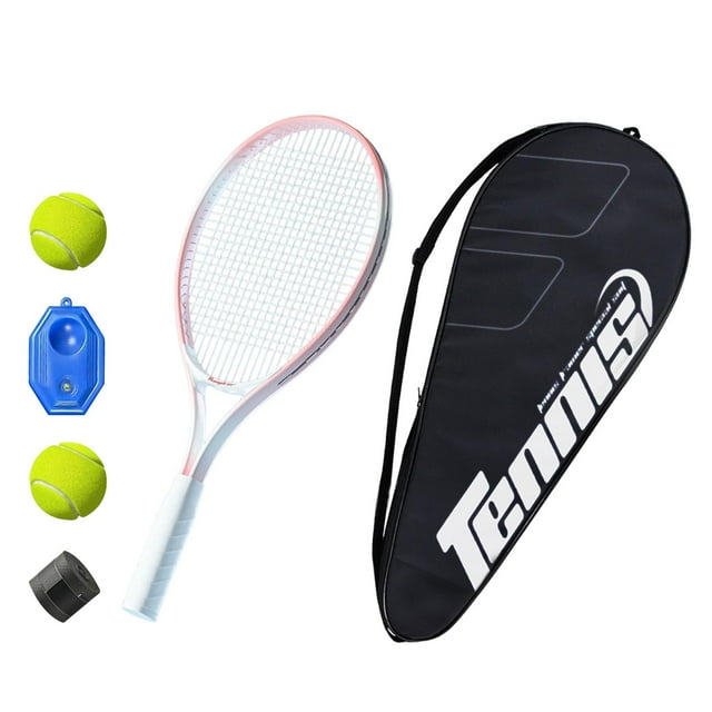 Herramienta de entrenamiento de tenis con raqueta Dispositivo de entrenamiento de tenis portátil para canchas de tenis de estadios, patios de juegos Rosa