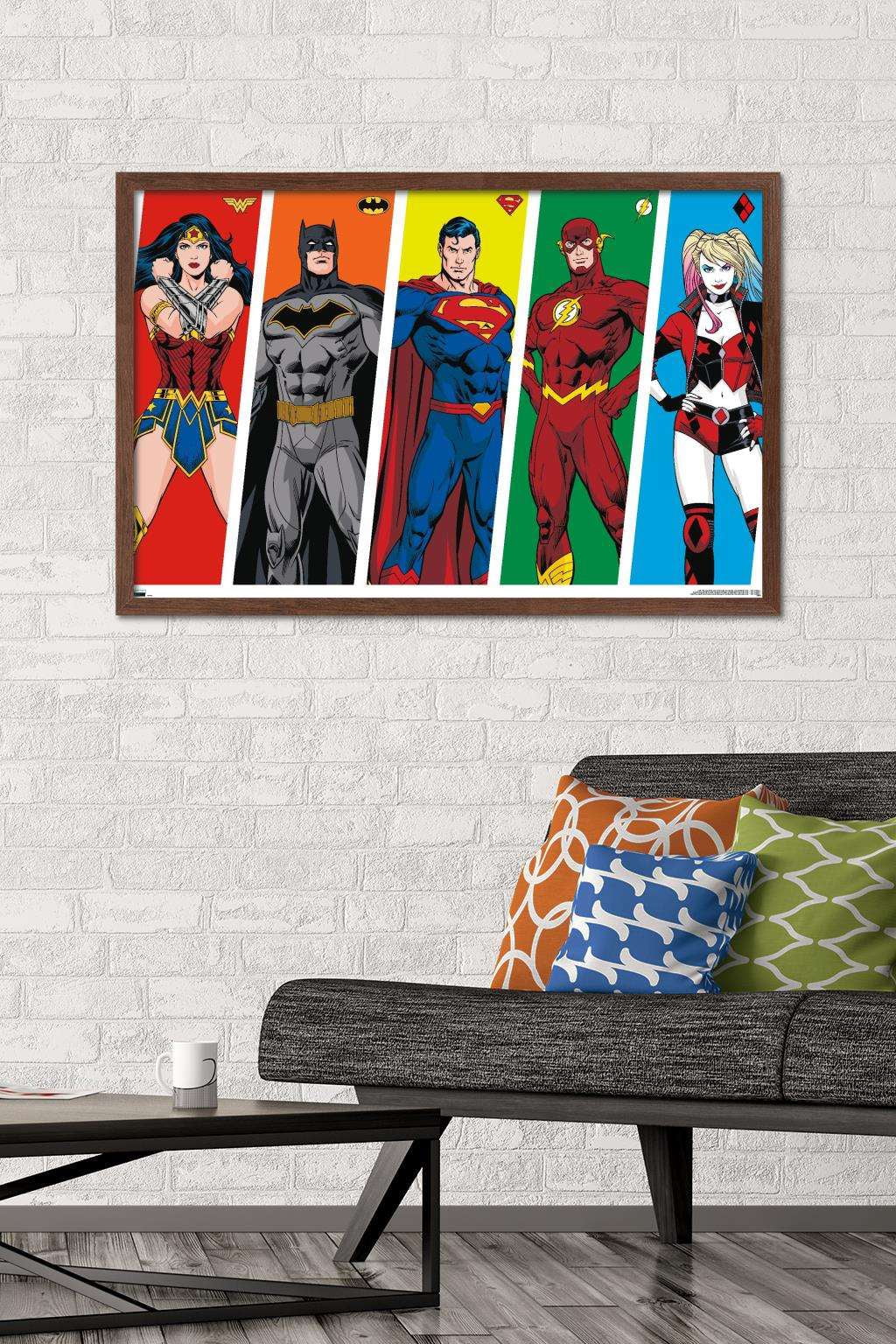 DC Comics - Rainbow Lines Wall Poster, 22.375" x 34", Framed