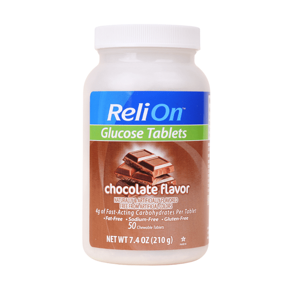 ReliOn Chocolate Glucose Tablets, 50 Count Bottle