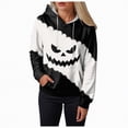 thumbnail image 3 of Godom Women's Halloween Hoodie Cute Ghost Graphic Sweatshirts Funny Pumpkin Face Tops Long Sleeve Hoodies 2025, 3 of 6