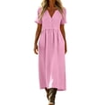 thumbnail image 2 of Nuoqisi Women's 3/4 Sleeve Dress V Neck Tiered Loose Fit Maxi Causal Dresses with Pockets Long Summer Dress, 2 of 7