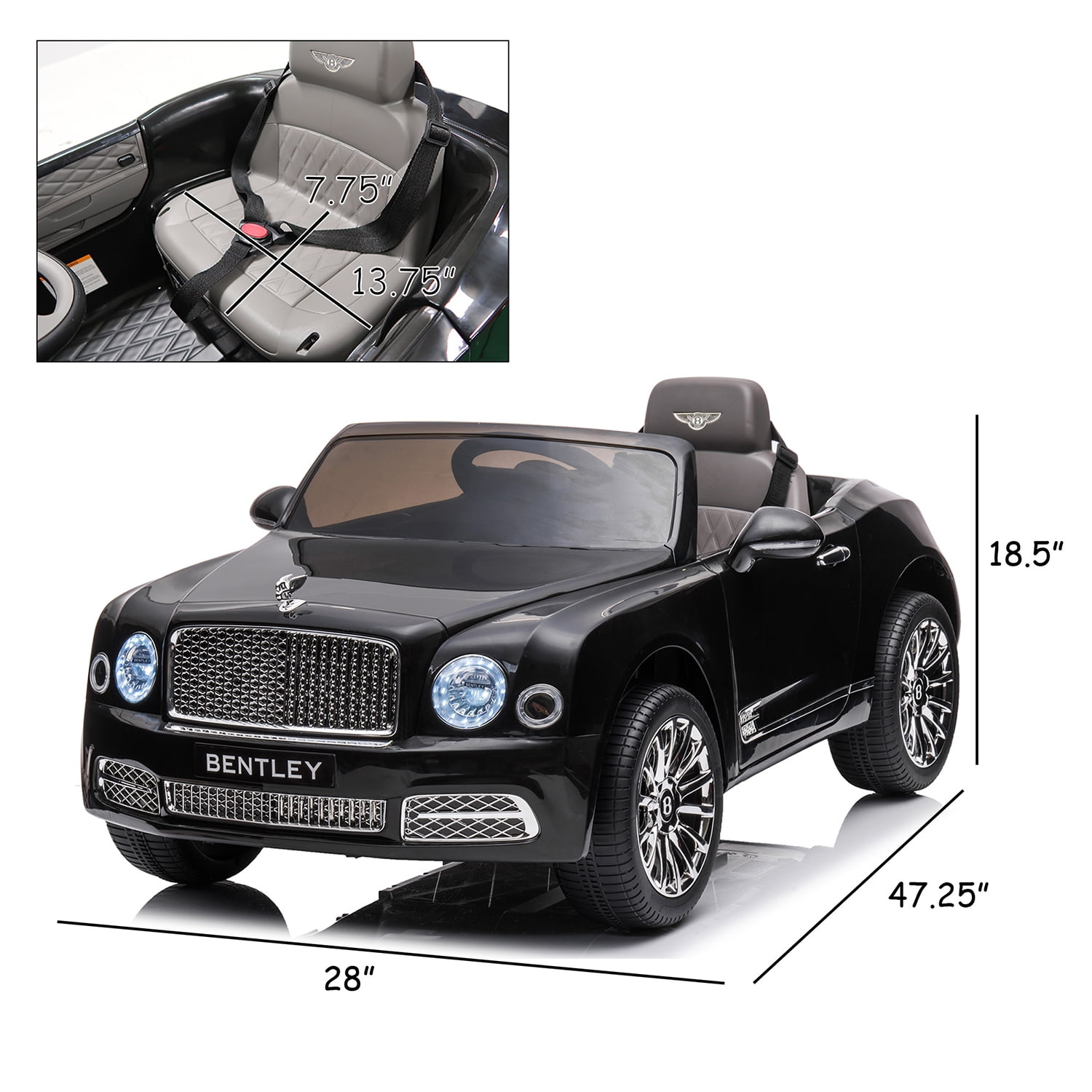 CIPACHO 12 V Electric Kid Ride On Car, Bentley Mulsanne Licensed Cars for Kids, Powered 4 Wheels Motorized Vehicles Children Toys, 2 Speeds, Black CIPACHO 12 V Electric Kid Ride On Car, Bentley Mulsanne Licensed Cars for Kids, Powered 4 Wheels Motorized Vehicles Children Toys, 2 Speeds, Black