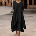 thumbnail image 2 of Fshinging Dresses For Women 2025 Elegant Classy Irregular Solid Long Sleeve Long Casual Loose O Neck Sun Dress, 2 of 5