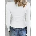thumbnail image 3 of Rdhnmea Women Solid Color Ribbed T-Shirts Long Sleeves Slim Fit Casual Tops, 3 of 4