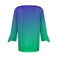 thumbnail image 4 of HAiming Womens V Neck 3/4 Sleeve T-Shirts Trendy Gradient Color Casual Basic Tops Summer Loose Pullover Tees Blouses, 4 of 4