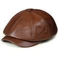 thumbnail image 5 of CoCopeaunts Newsboy Cap Retro Octagonal Genuine Leather Hat Beret Student Tongue Cap Snapback Caps for Men, 5 of 8