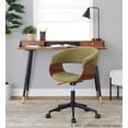 thumbnail image 2 of Vintage Mod Office Chair, Home Office Chair with Wheels, Wooden Desk Chair, Computer Chair, Home Office Desk Chair Comfy, Mid Century Modern Desk Chair (Green), 2 of 6