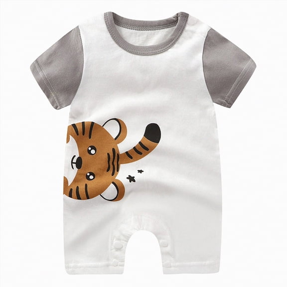 Kogui Baby Rompers Boy Summer Baby Boy Summer Clothes Newborn Romper Short Sleeve Bodysuit Infant Clothing 0 3 6 9 12 18 24 Months (Grey,12-18 Months)