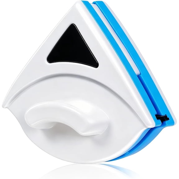 Dual Sided Magnetic Window Cleaner, Magnetic Window Cleaner, Double Sided Glass Cleaner, Triangle Window Cleaning Tool for 3-8 mm Glass with Squeegee (1PCS)