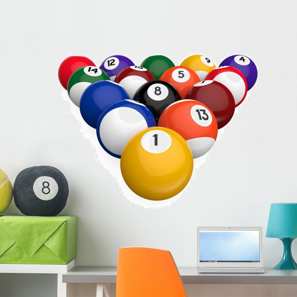 Billiard Balls Wall Decal by Wallmonkeys Peel and Stick Graphic (36 in ...