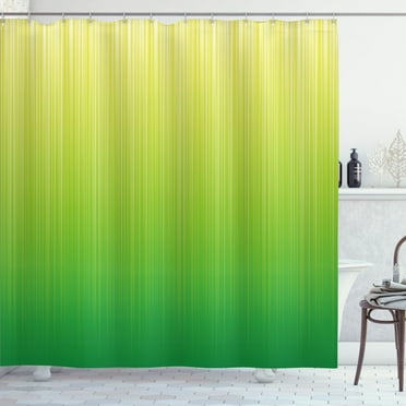 Ambesonne Lime Green Shower Curtain, Striped Futuristic, 69"Wx75"L, Pale Green