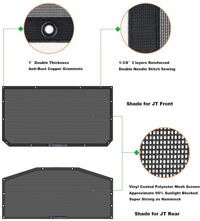 Buy Shadeidea Jeep Gladiator Sun Shade JT 4 Door Top Sunshade, Front