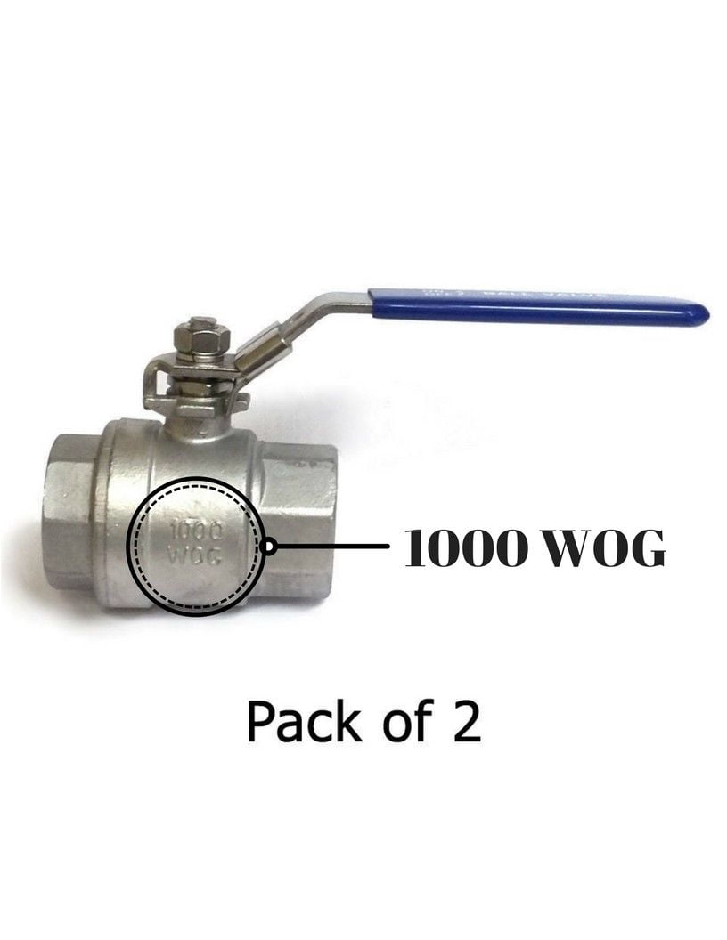 2" 2 Inch NPT SS316 Female Full Flow Ball Valve 2 piece Vinly Handle WOG 1000 