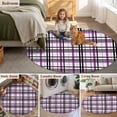 thumbnail image 6 of 6ft Washable Round Rug, Abstract Stripes Non-Slip Circle Area Rug for Living Room Bedroom, Purple Black Grey Plaid Indoor Floor Mat for Home Decor, 6 of 9