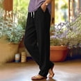 thumbnail image 4 of Women's Pants Plus Size Petite Summer Loose Casual High Waisted Elastic Waistband Pocket Straight Leg Cropped Pants, 4 of 8