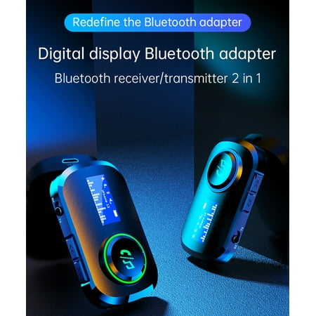 Bluetooth Receiver 5.0 Audio Wireless Transmitter Adapter LCD Display for Car PC Headphones Mic 3.5 Bluetooth 5.0 Receptor