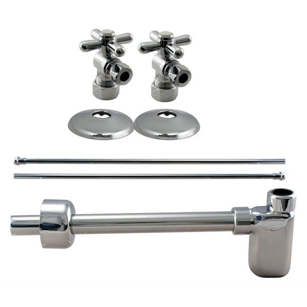 Cross Handle Angle Stop Complete Pedestal Sink installation Kit