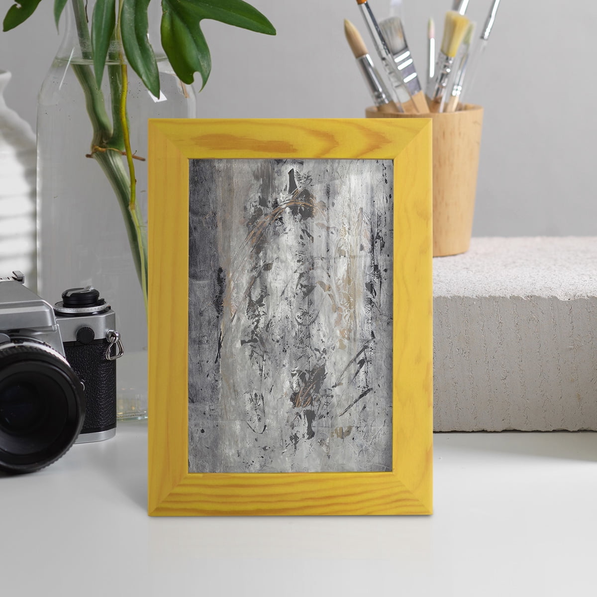 Ancient Marks II - Framed Print w/glass - Sunflower Yellow