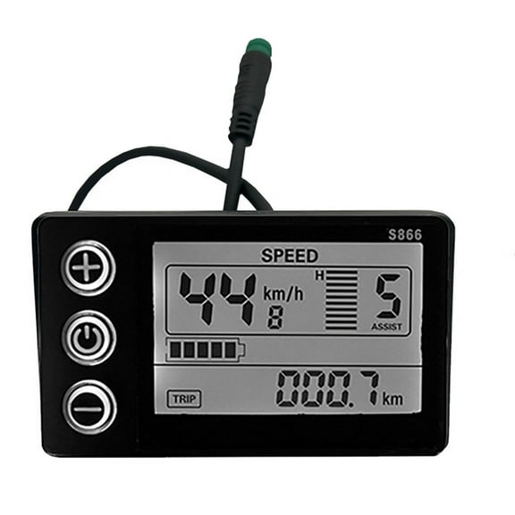 LCD-S866 Electric Bike LCD Display Meter 24V 36V 48V E-Bike Control Panel with Waterproof Plug Ebike Modification,1 x Electric Bicycle Meter,Black