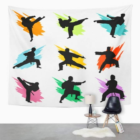 UFAEZU Martial Fighting Karate Ninja Fighter Street Combat Athlete Wall Art Hanging Tapestry Home Decor for Living Room Bedroom Dorm 51x60