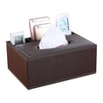 thumbnail image 1 of Caja de pañuelos de cuero, carrito de Control remoto rectangular y multifunción, organizador de escritorio, almacenamiento, 1 of 5