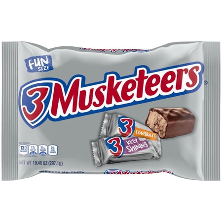 3 Musketeers Fun Size Milk Chocolate Candy Bars Bag, 10.48 oz