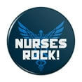 thumbnail image 1 of Nurses Rock RN Caduceus Staff of Hermes Pinback Button Pin, 1 of 4