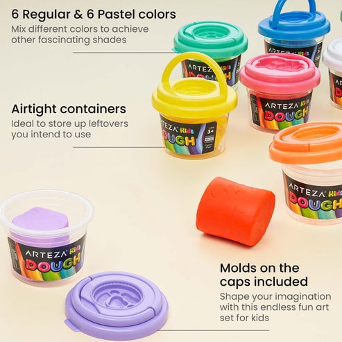 Arteza Neon Dough in Tubs - Vibrant Playdough Set – Babywid