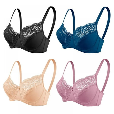 

Xmarks Women s Underwire Bra 4 Packs Minimizer Lace Floral Bra Unlined Unpadded Plus Size Bra 34/75C-40/90D
