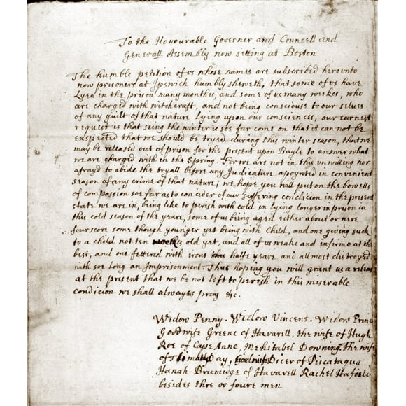 Salem Witch Trials. Petition For Bail From Accused Witches History (24 x 36)