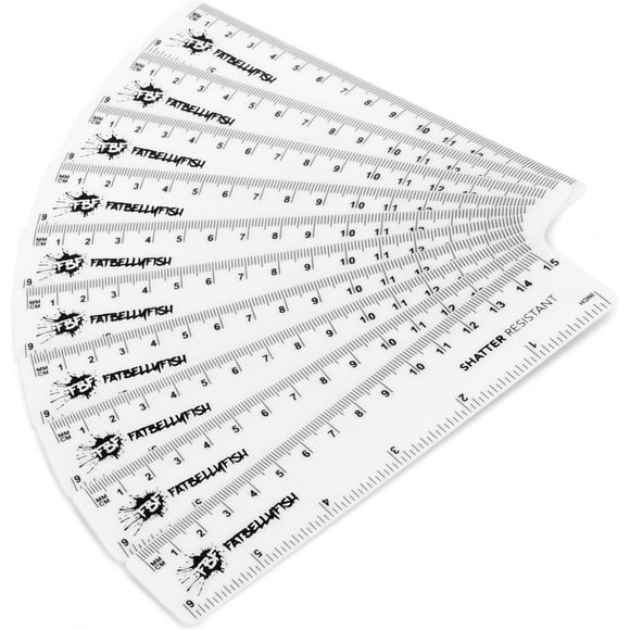 Fat Belly Fish 6 Inch / 15cm Rulers - Shatter Resistant - Pack of 10 - White