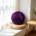 thumbnail image 5 of KITTEHIGM Ruched Velvet Round Throw Pillow with Rosette Center Pleated Circle Decorative Cushion in Multicolor Solid Velvet Accents for Sofa Bed Home Decor, 5 of 6