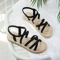 thumbnail image 5 of Sandals On Clearance, Summer Sandals Summer Ladies Sandals Imitation Straw Espadrille Flat Beach Flat Sandals Womens Sandals, 5 of 5