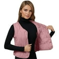 thumbnail image 2 of Shadoumai Puffer Vest for Women V Neck Sleeveless Zip Up Button Outerwear Warm Quilted Lightweight Down Winter Jackets Coats, 2 of 5