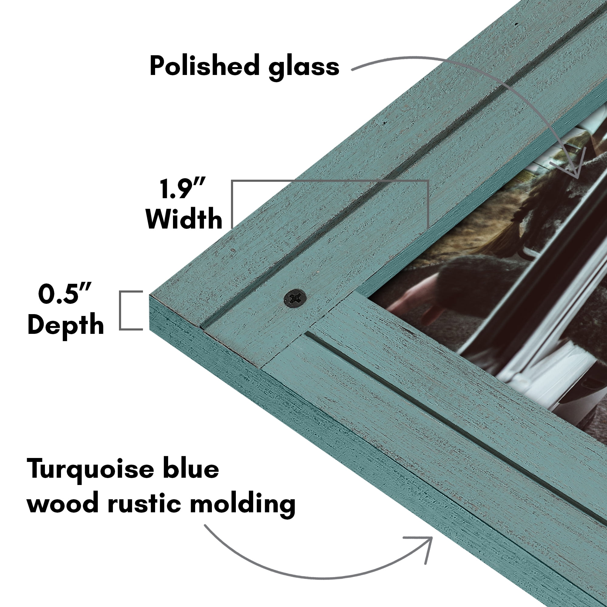 Americanflat 4x6 Hinge Frame Hinged Triple Photo Openings Polished Glass Distressed Collage Frames - Blue