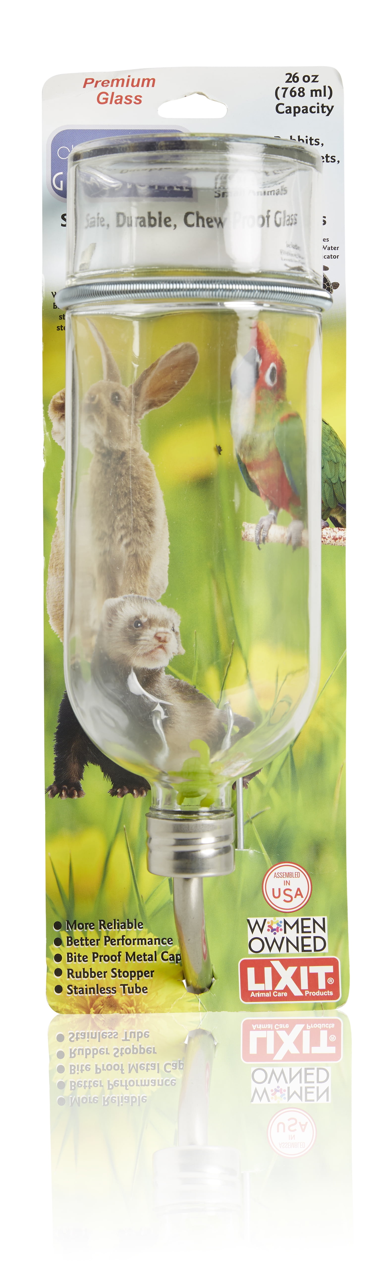 Small Animal Glass Water Bottle, 26 oz.