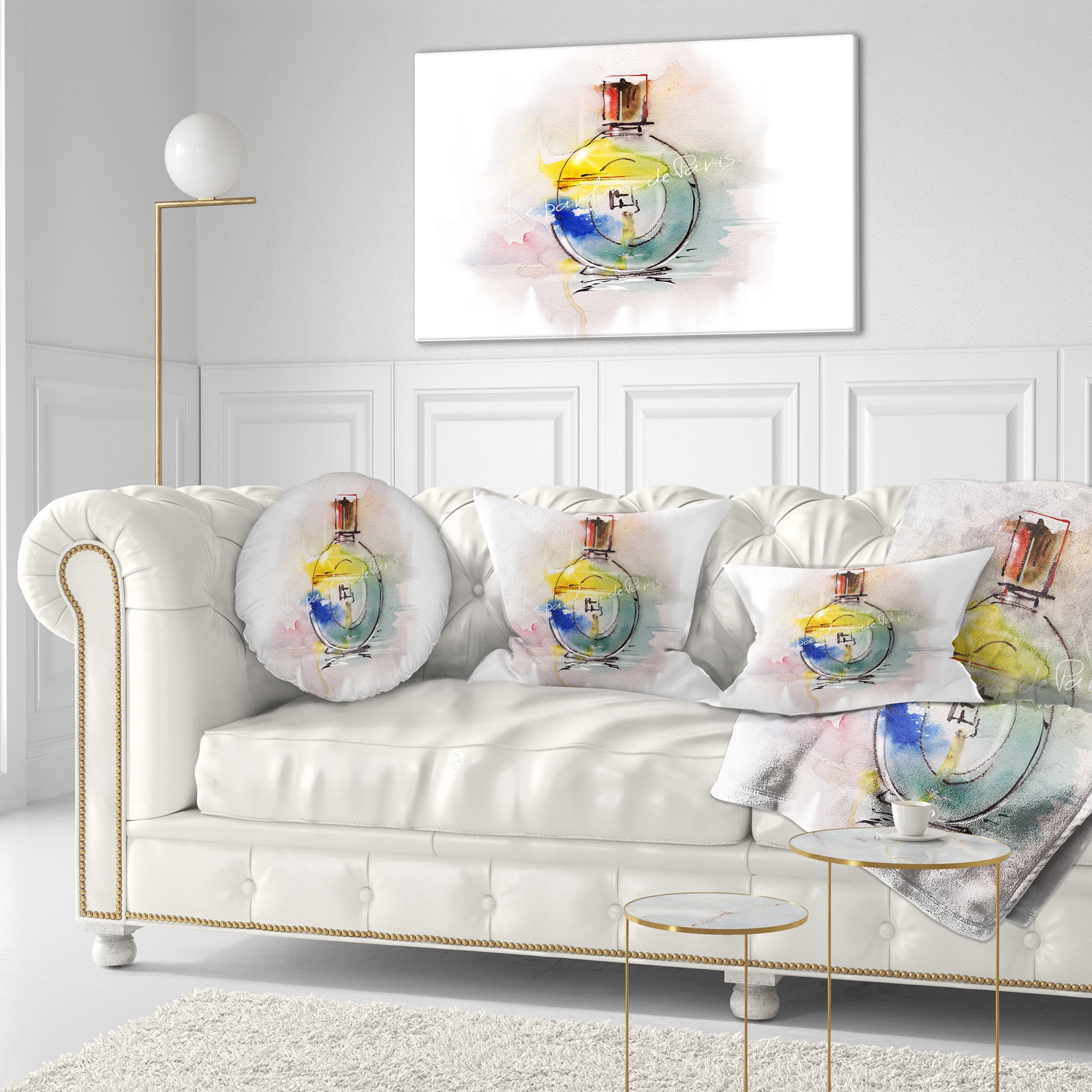 Designart Perfume Bottle - Contemporary Throw Pillow - 12x20