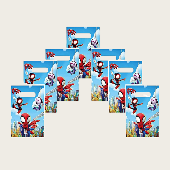 40Pcs Spider Man Anime Cartoon Party Favor Gift Bags with Handle - Kids Birthday Goodie Bags for Candy, Themed Party Decorations Supplies