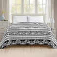 thumbnail image 2 of Mocassi Ultra Soft All season Decorative Blanket, Print Bed Flannel Fleece Bed-Couch-Sofa, Lightweight Bedspread Coverlet, Striped Design, Queen Size, Odelia, 2 of 5